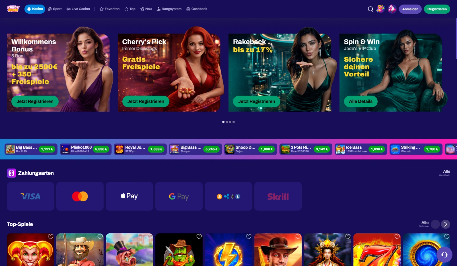 CandySpinz Casino Startseite